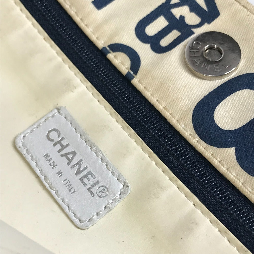 CHANEL Bi-Cea CC Coco Mark Logo Shoulder Bag with Plastic Chain, Tote Bag, Canvas, Women's, White