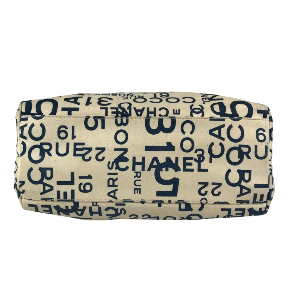 CHANEL Bi-Cea CC Coco Mark Logo Shoulder Bag with Plastic Chain, Tote Bag, Canvas, Women's, White