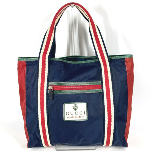 GUCCI 189665 ヒステリア ロゴ カバン トートバッグ 縦型 肩掛け ショルダーバッグ ナイロン ユニセックス ネイビー