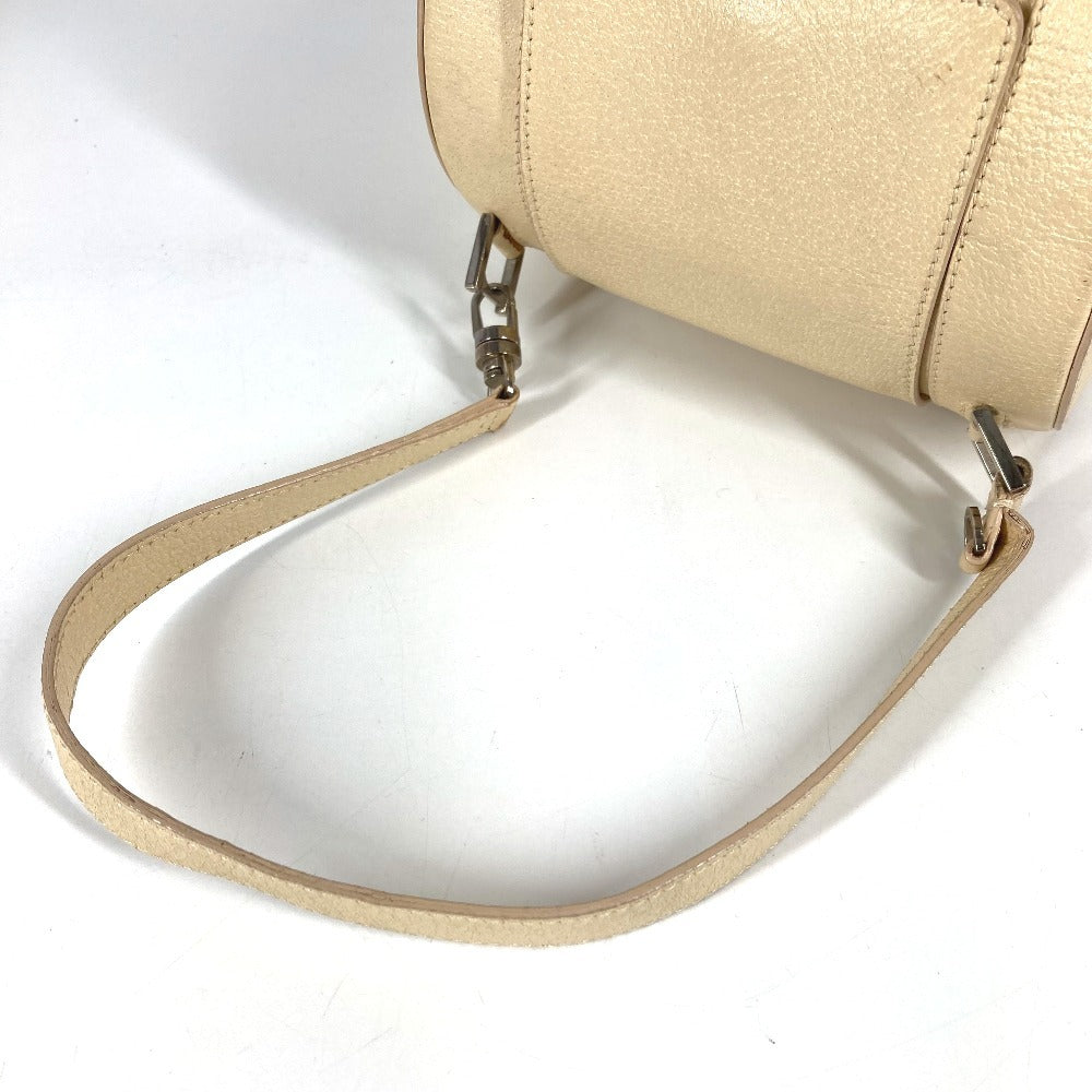 BVLGARI ビーゼロワン B-ZERO1 ロゴ カバン フラップ ドラム型 どらむ型 ショルダーバッグ レザー ユニセックス ホワイト