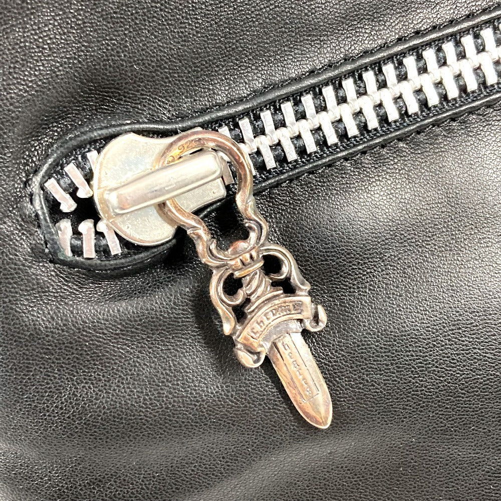 CHROME HEARTS 2つ折り ピラミッドスタッズ ダガージップ カバン ポーチ セカンドバッグ クラッチバッグ レザー ユニセックス ブラック