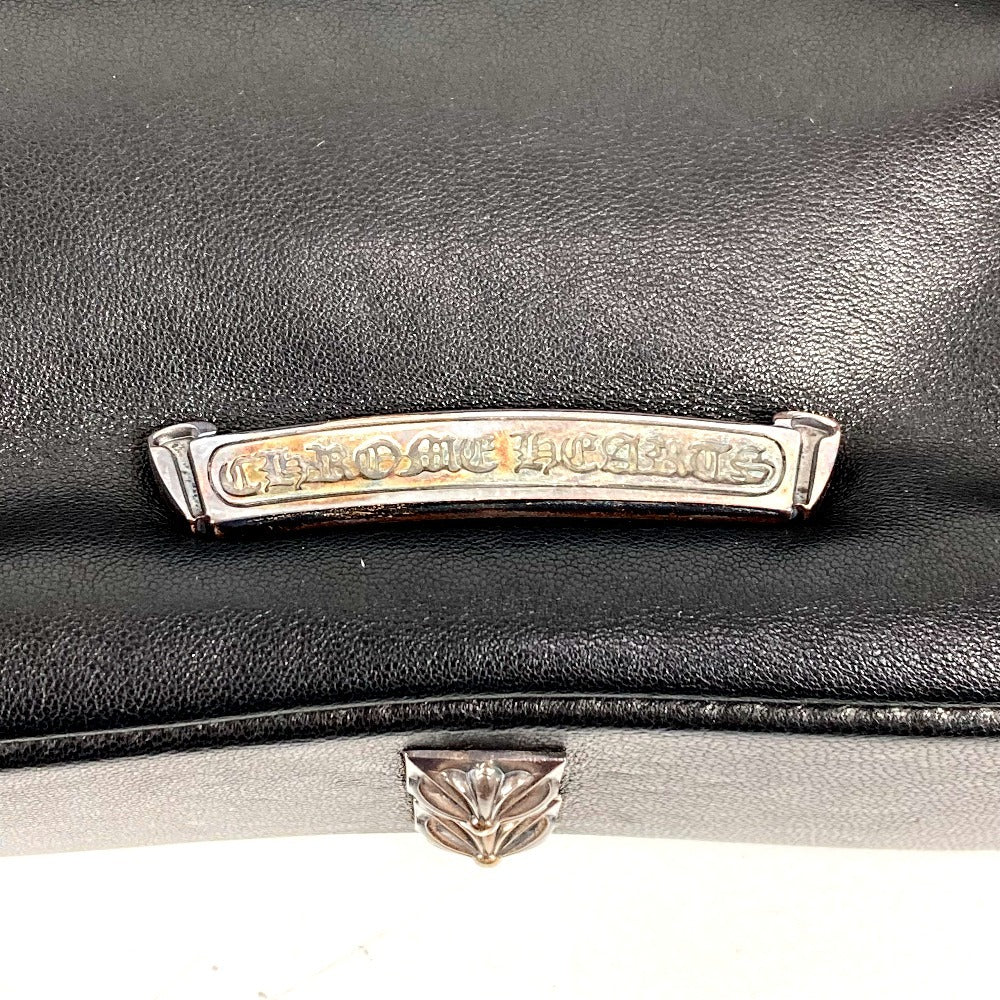CHROME HEARTS 2つ折り ピラミッドスタッズ ダガージップ カバン ポーチ セカンドバッグ クラッチバッグ レザー ユニセックス ブラック