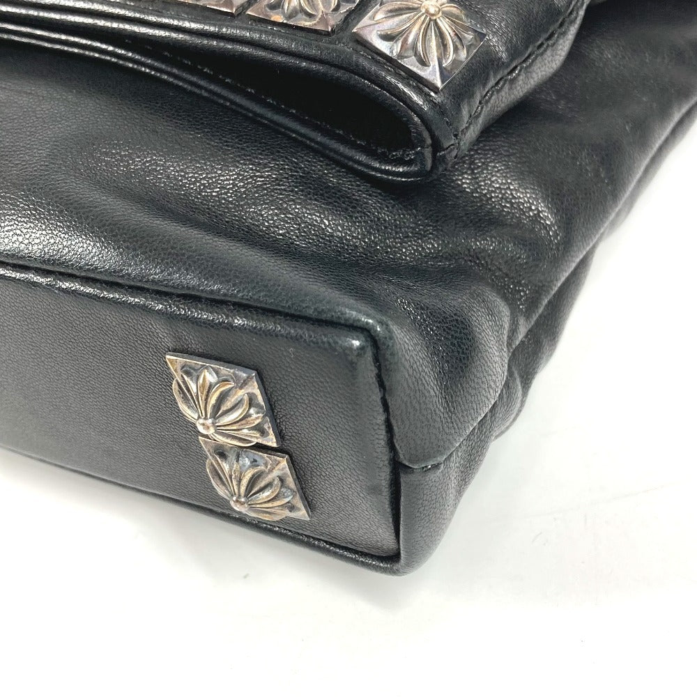 CHROME HEARTS 2つ折り ピラミッドスタッズ ダガージップ カバン ポーチ セカンドバッグ クラッチバッグ レザー ユニセックス ブラック