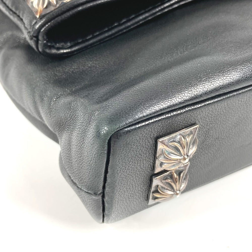 CHROME HEARTS 2つ折り ピラミッドスタッズ ダガージップ カバン ポーチ セカンドバッグ クラッチバッグ レザー ユニセックス ブラック