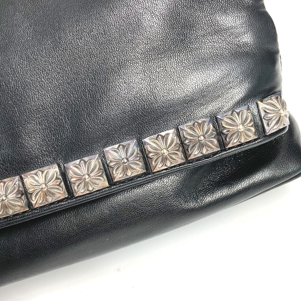 CHROME HEARTS 2つ折り ピラミッドスタッズ ダガージップ カバン ポーチ セカンドバッグ クラッチバッグ レザー ユニセックス ブラック