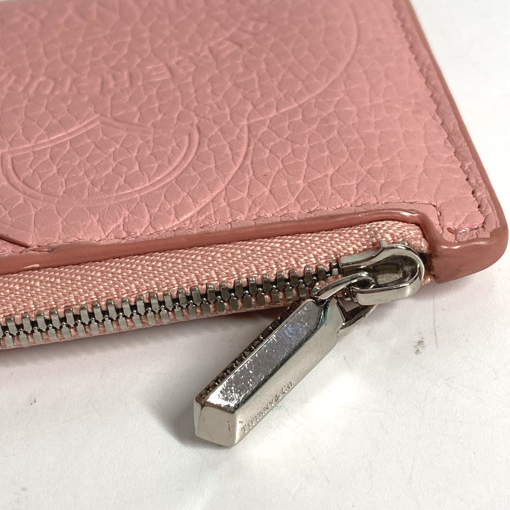 TIFFANY &amp; Co. Return to Heart Logo L-Zip Coin Purse, Leather, Women's, Pink