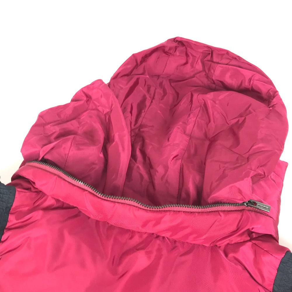 MIUMIU Logo Hooded Short Poncho, Down Jacket, Polyamide, Women's, Pink