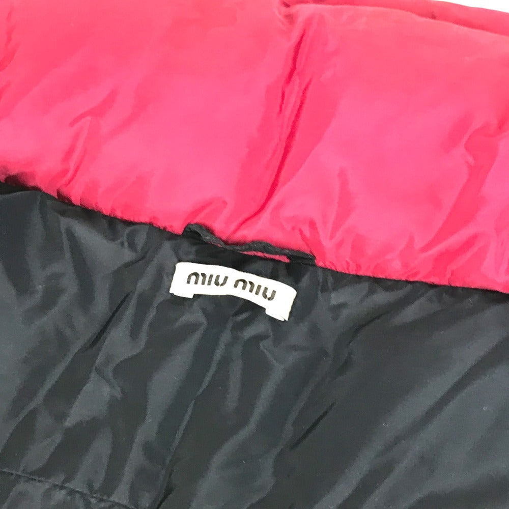 MIUMIU Logo Hooded Short Poncho, Down Jacket, Polyamide, Women's, Pink