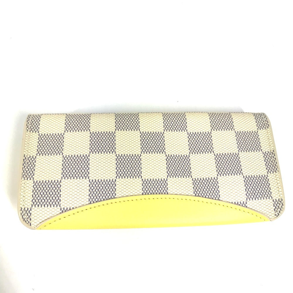 LOUIS VUITTON GI0388 Damier Azur Etui Lunette Woody Pouch Eyeglasses Eyewear Sunglasses Case Damier Azur Canvas Unisex Yellow