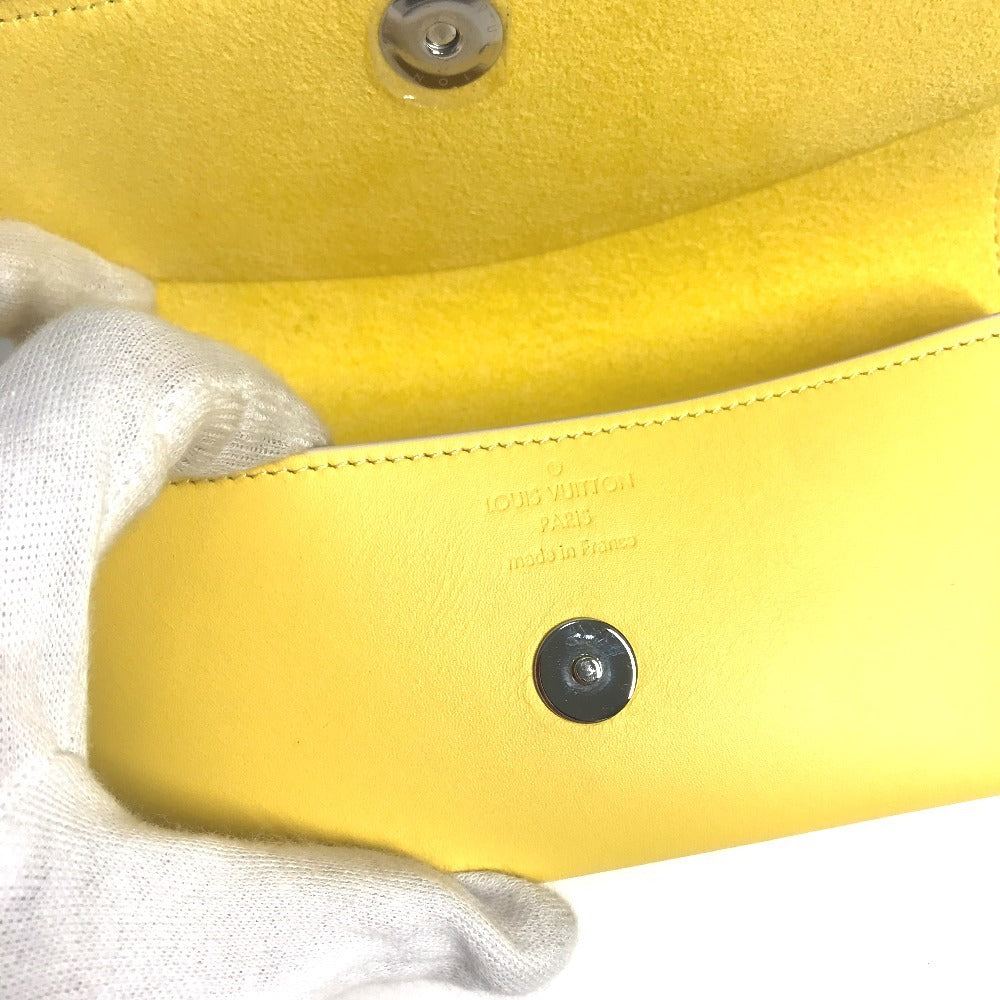LOUIS VUITTON GI0388 Damier Azur Etui Lunette Woody Pouch Eyeglasses Eyewear Sunglasses Case Damier Azur Canvas Unisex Yellow