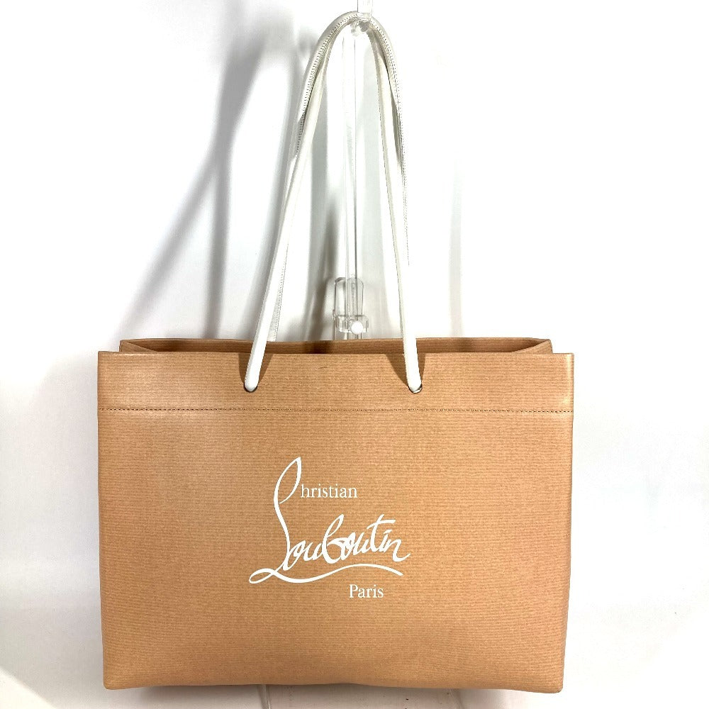 Christian Louboutin logo paper bag, shoulder tote bag, unisex leather, beige