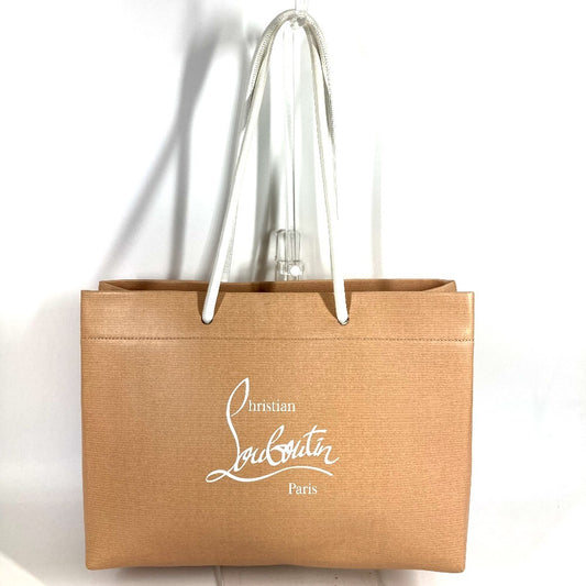 Christian Louboutin ロゴ ペーパーバッグ 肩掛け トートバッグ カバン ショルダーバッグ レザー ユニセックス ベージュ