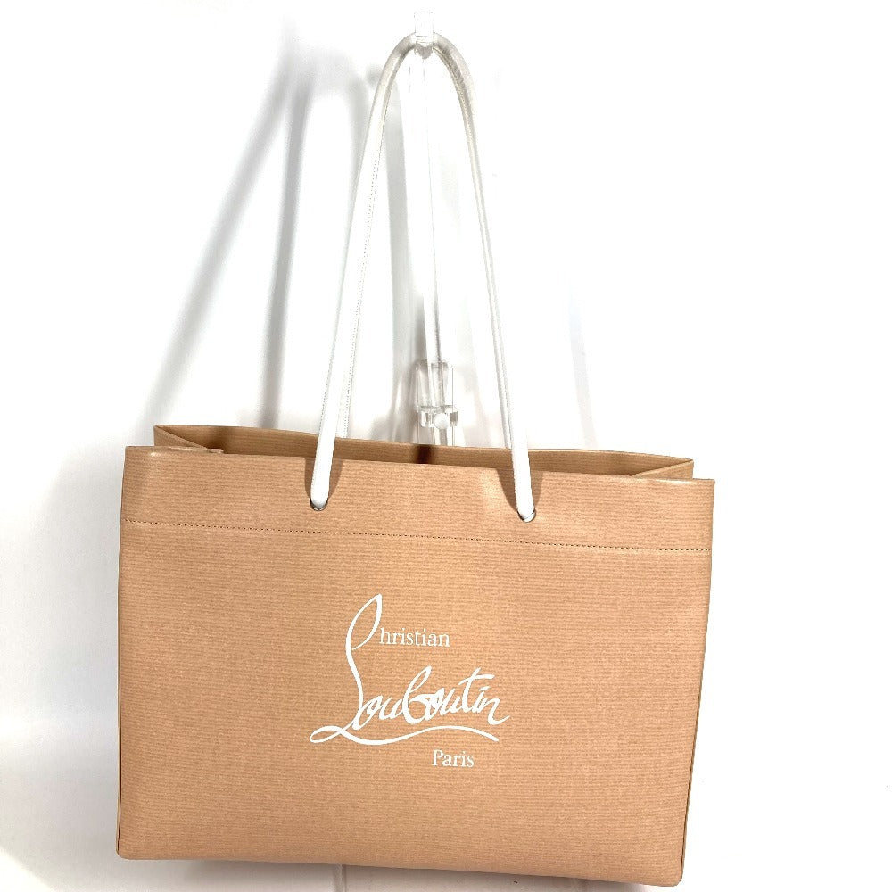Christian Louboutin logo paper bag, shoulder tote bag, unisex leather, beige