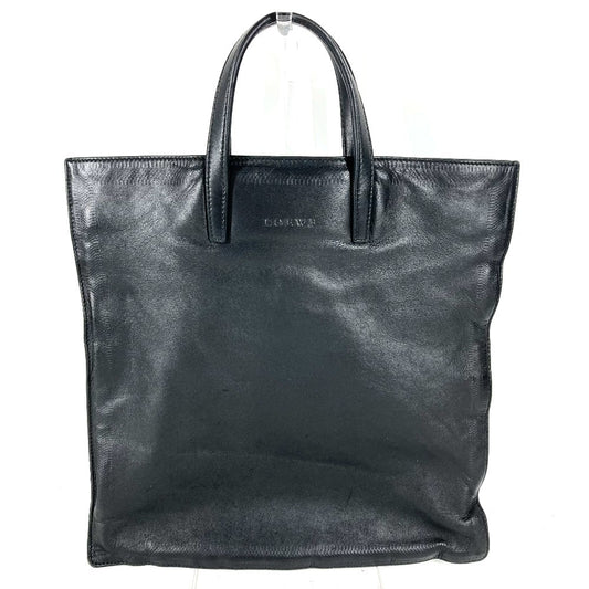 LOEWE Logo Vertical Tote Bag, Leather, Unisex, Black
