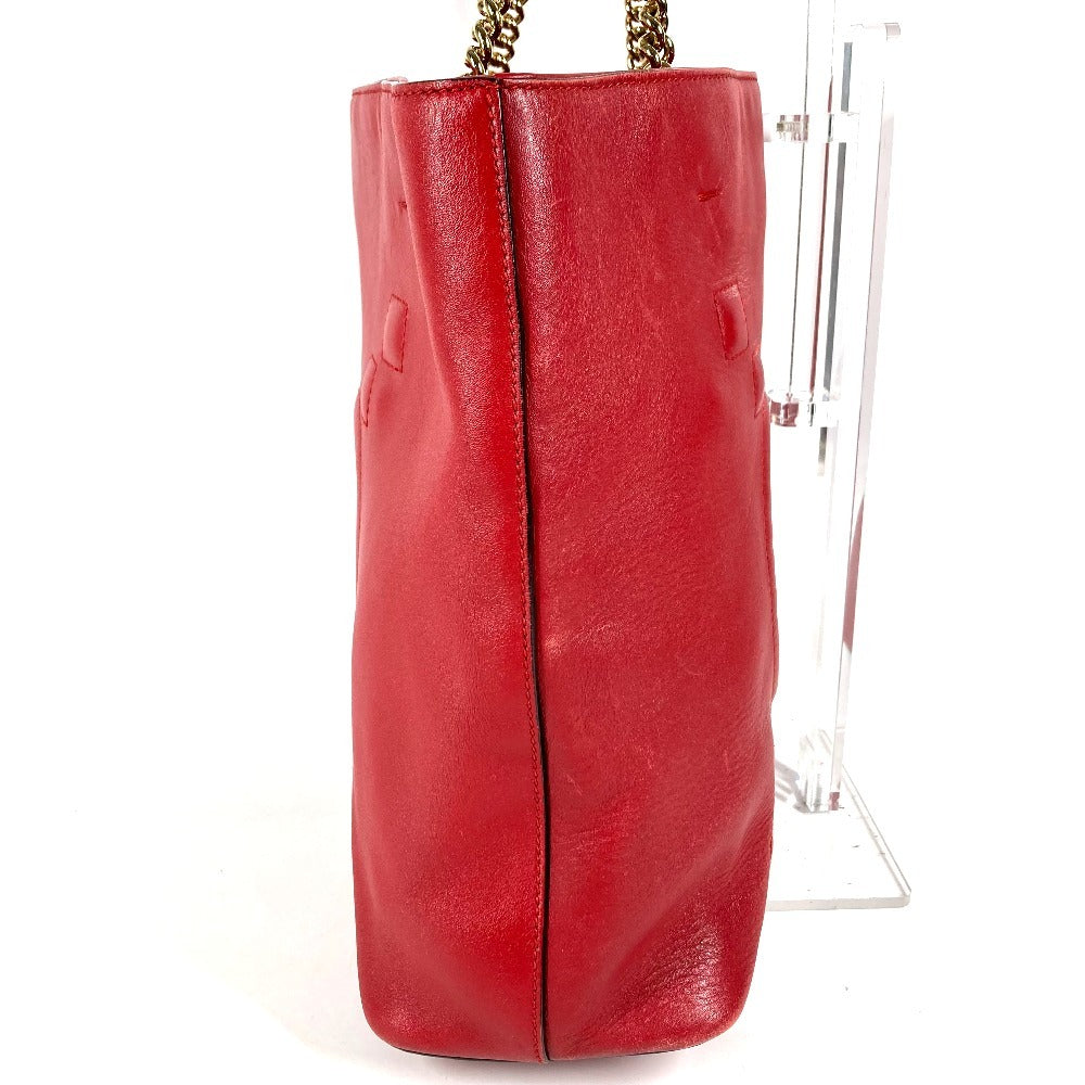 GUCCI 453561 インターロッキングG チェーン トートバッグ カバン 肩掛け Wチェーン ショルダーバッグ レザー ユニセックス レッド