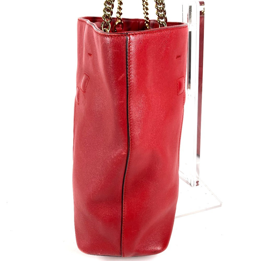 GUCCI 453561 インターロッキングG チェーン トートバッグ カバン 肩掛け Wチェーン ショルダーバッグ レザー ユニセックス レッド