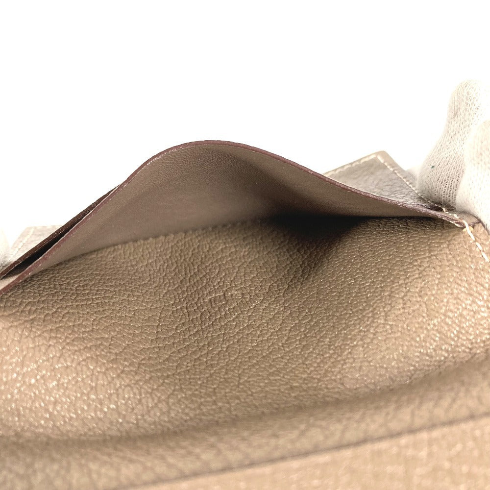 HERMES Evelyn Logo Punched Logo Bifold Business Card Holder/Pass Case/Card Case Leather Unisex Etoupe Beige