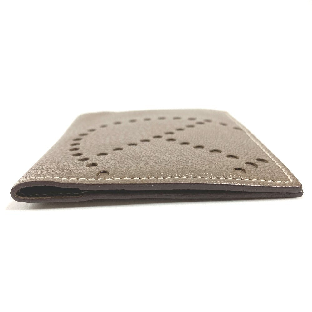 HERMES Evelyn Logo Punched Logo Bifold Business Card Holder/Pass Case/Card Case Leather Unisex Etoupe Beige