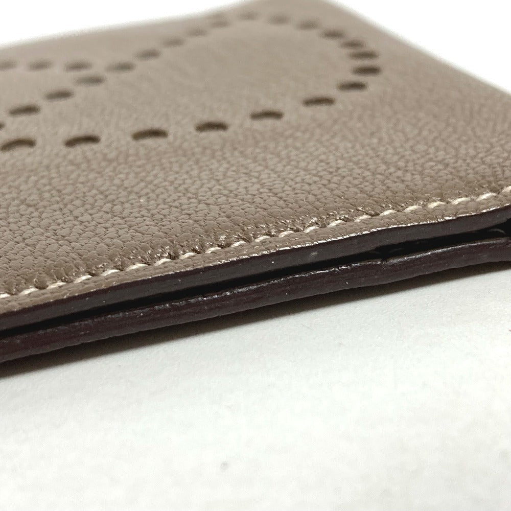 HERMES Evelyn Logo Punched Logo Bifold Business Card Holder/Pass Case/Card Case Leather Unisex Etoupe Beige