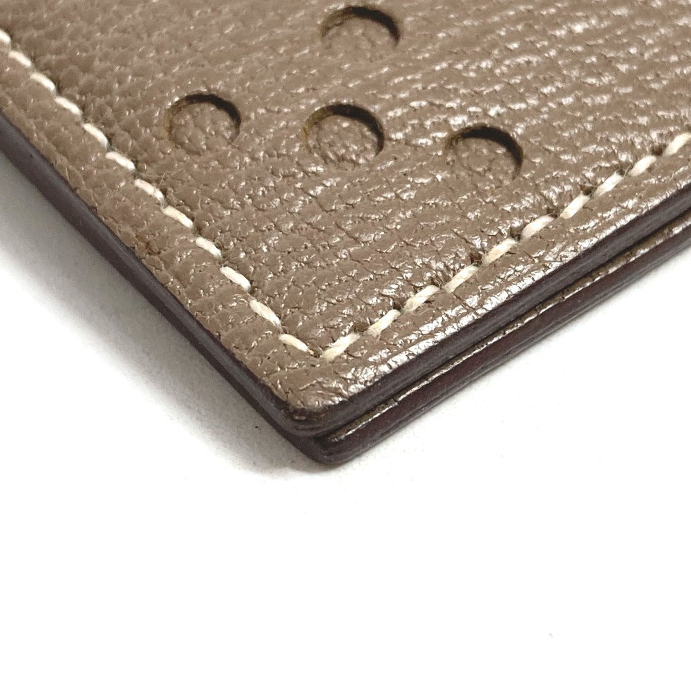 HERMES Evelyn Logo Punched Logo Bifold Business Card Holder/Pass Case/Card Case Leather Unisex Etoupe Beige