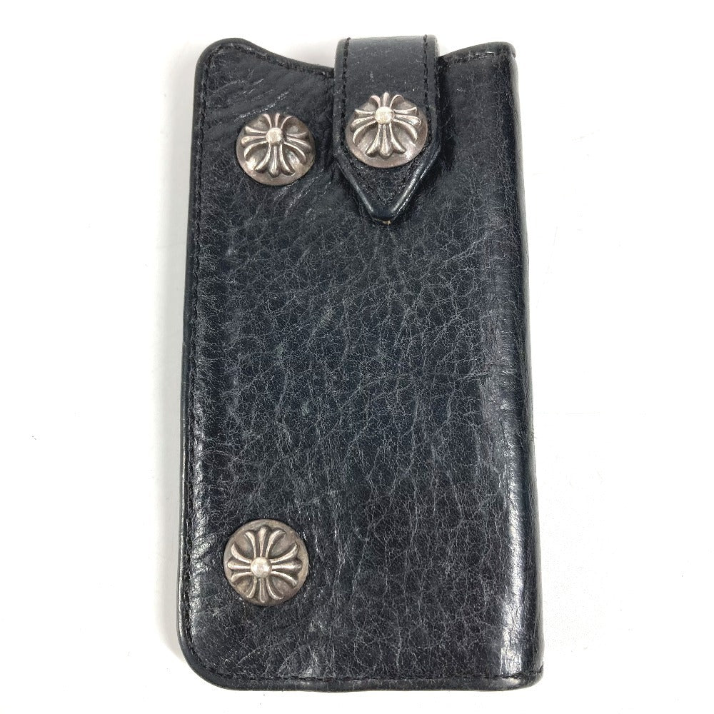CHROME HEARTS Logo Cross Ball Compact Wallet with Key Ring, Leather, Unisex, Black