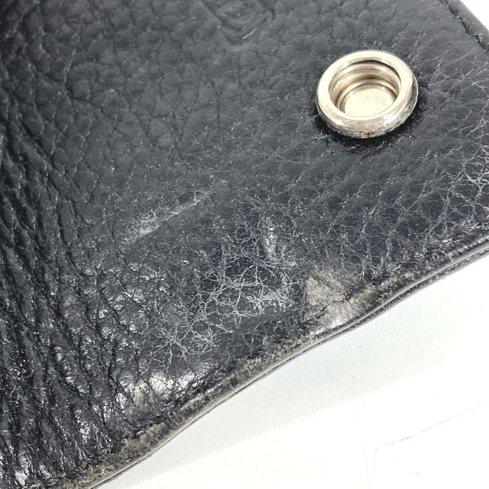 CHROME HEARTS Logo Cross Ball Compact Wallet with Key Ring, Leather, Unisex, Black