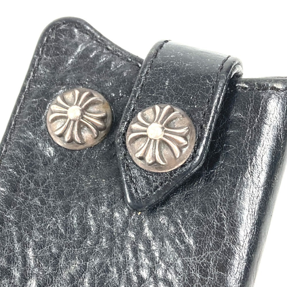 CHROME HEARTS Logo Cross Ball Compact Wallet with Key Ring, Leather, Unisex, Black