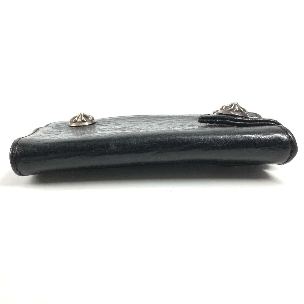 CHROME HEARTS Logo Cross Ball Compact Wallet with Key Ring, Leather, Unisex, Black