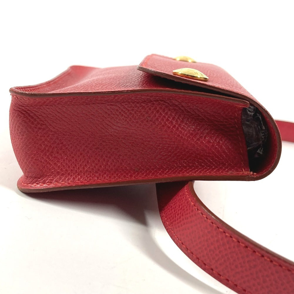 HERMES Vintage Green Pochette, Green Waist Bag, Mini Bag, Flap Belt Bag, Body Bag, Leather, Women's, Red