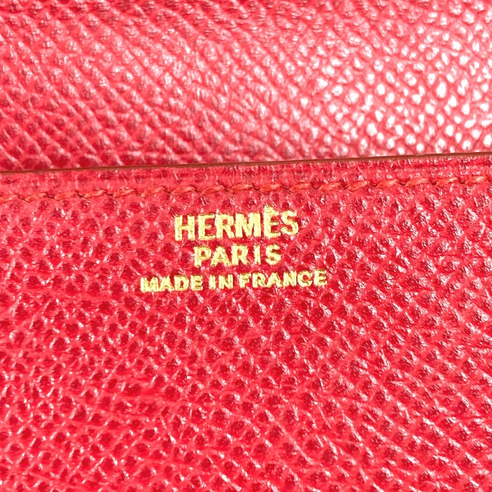 HERMES Vintage Green Pochette, Green Waist Bag, Mini Bag, Flap Belt Bag, Body Bag, Leather, Women's, Red