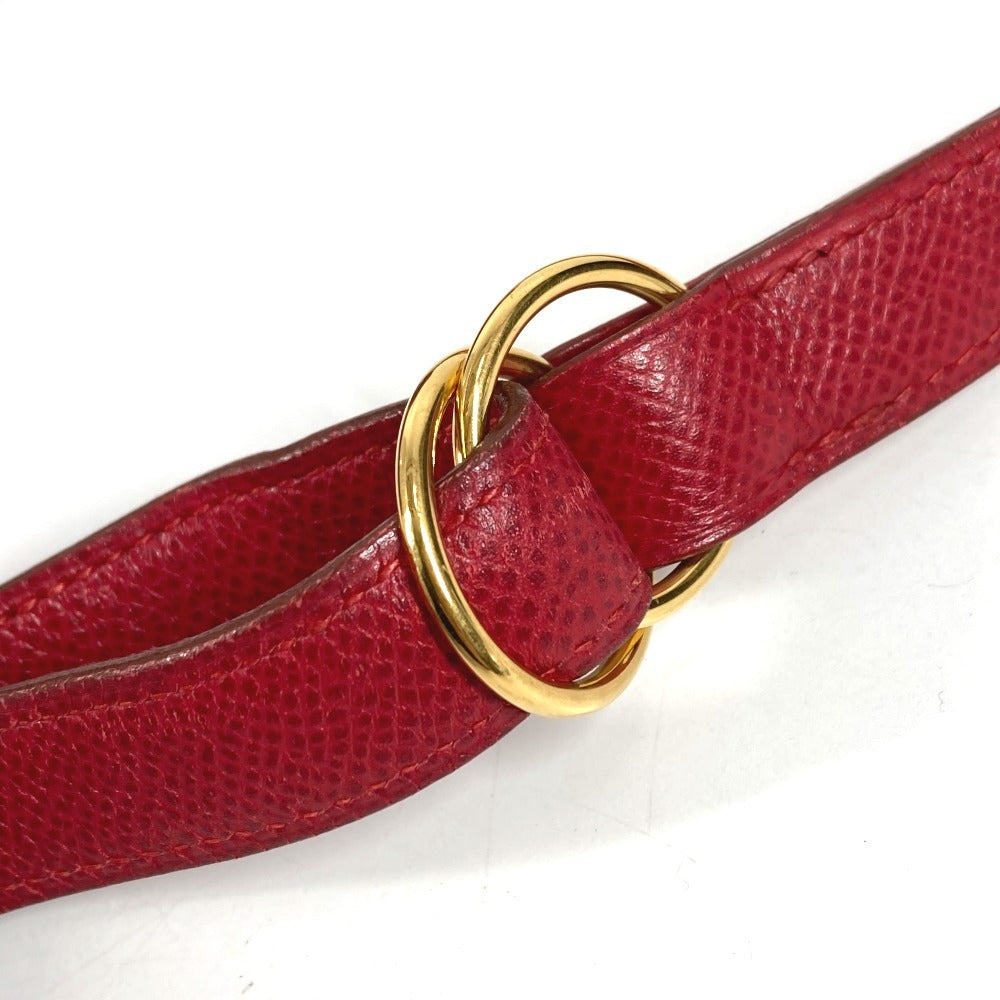 HERMES Vintage Green Pochette, Green Waist Bag, Mini Bag, Flap Belt Bag, Body Bag, Leather, Women's, Red