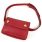 HERMES Vintage Green Pochette, Green Waist Bag, Mini Bag, Flap Belt Bag, Body Bag, Leather, Women's, Red