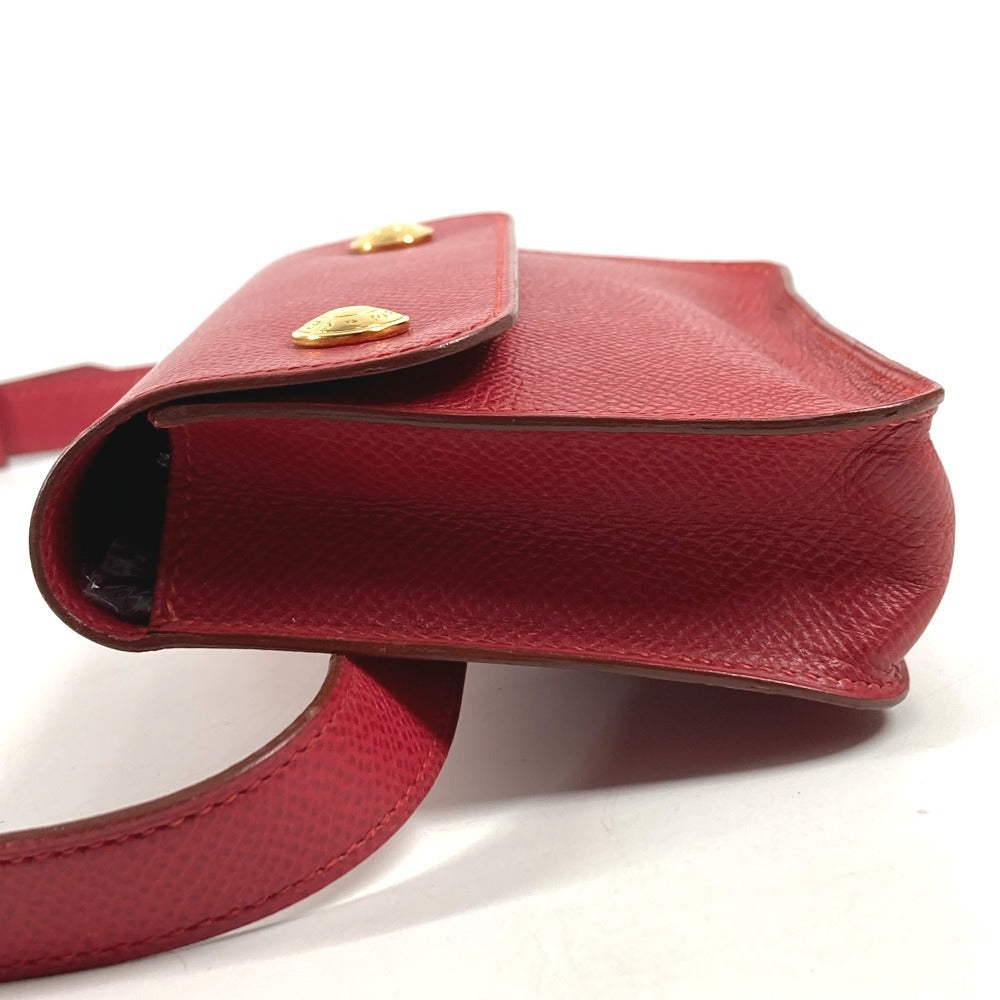 HERMES Vintage Green Pochette, Green Waist Bag, Mini Bag, Flap Belt Bag, Body Bag, Leather, Women's, Red