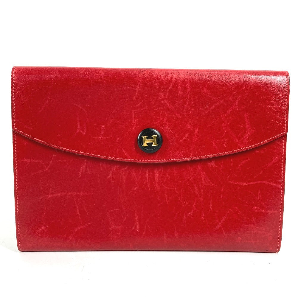 Vintage HERMES H logo Pochette Rio clutch bag, pouch, or second bag in unisex leather, red.