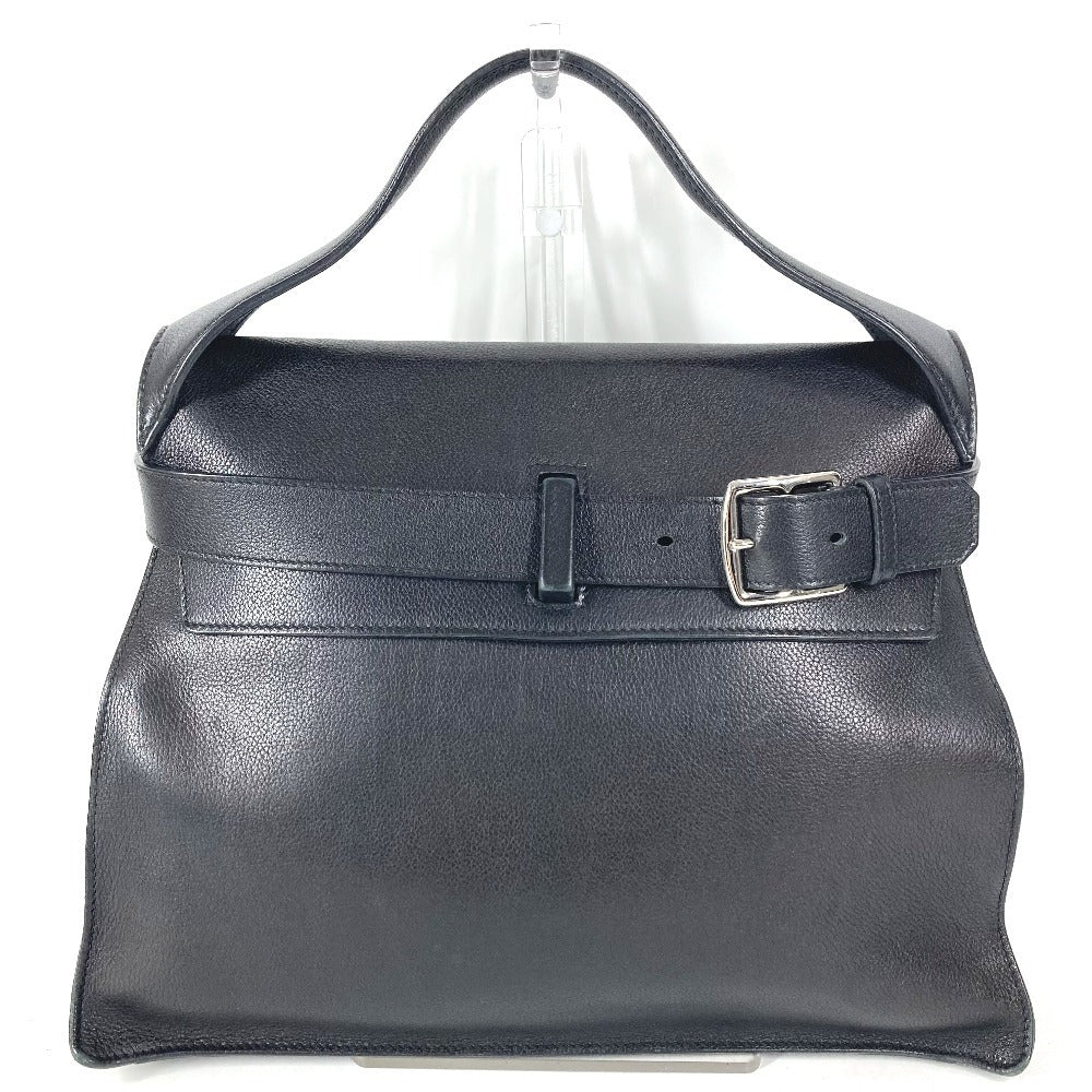 HERMES Etri Belt Etri Belt Tote Bag Flap Handbag Leather Unisex Black
