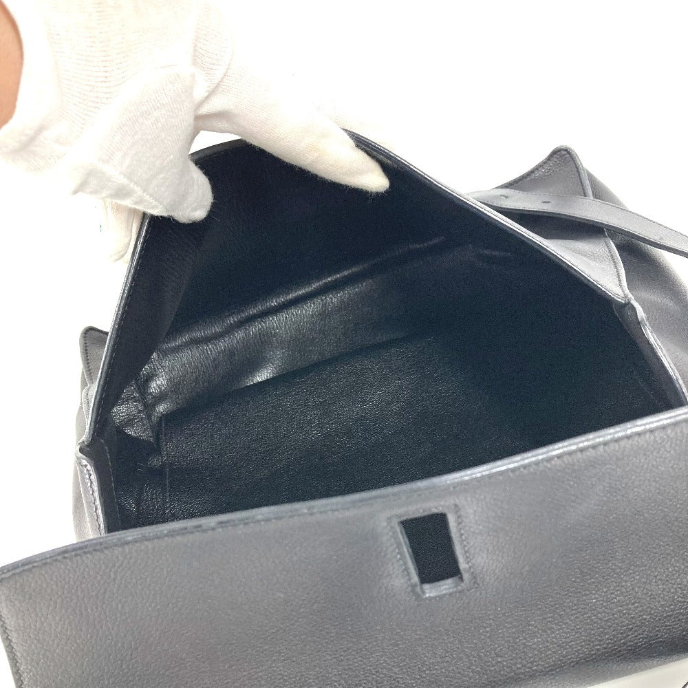 HERMES Etri Belt Etri Belt Tote Bag Flap Handbag Leather Unisex Black