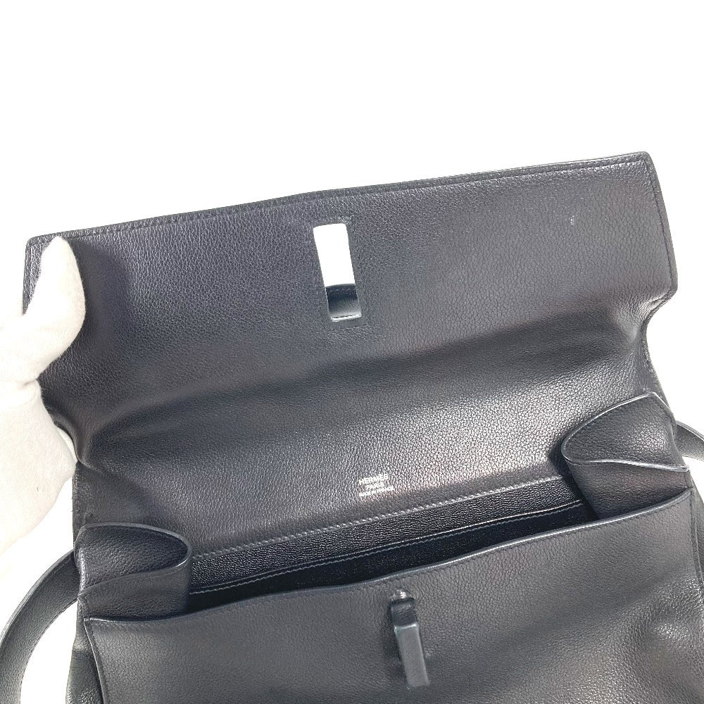 HERMES Etri Belt Etri Belt Tote Bag Flap Handbag Leather Unisex Black