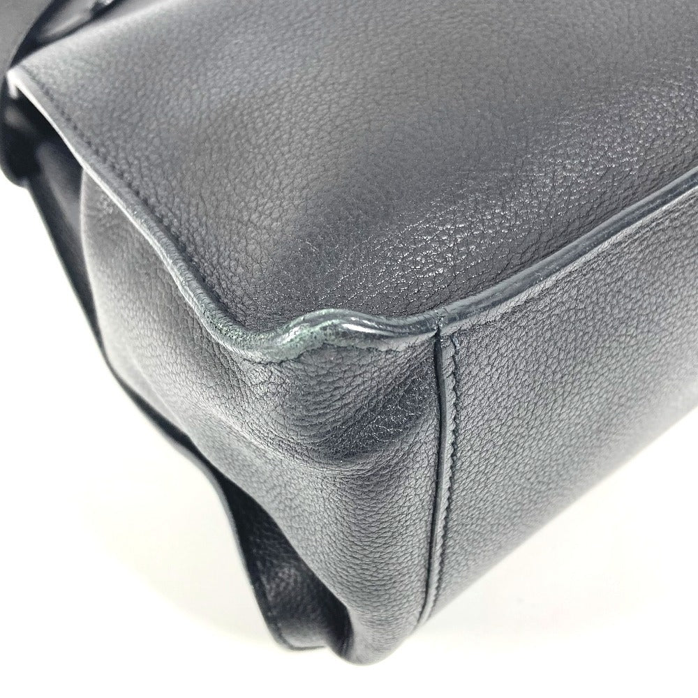 HERMES Etri Belt Etri Belt Tote Bag Flap Handbag Leather Unisex Black