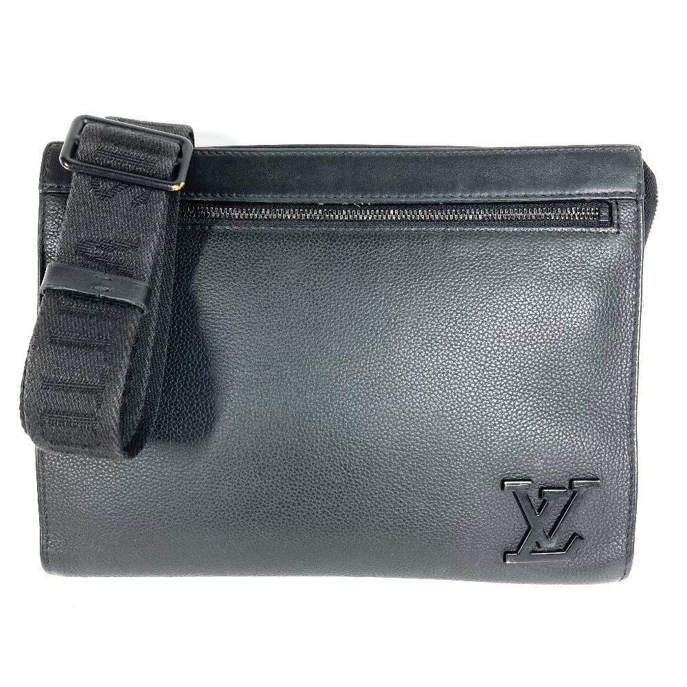 LOUIS VUITTON Aerogram Messenger Voyage M59329 Bag, Crossbody Pochette, 2-Way Bag, Clutch Bag, Shoulder Bag, Unisex, Black Leather