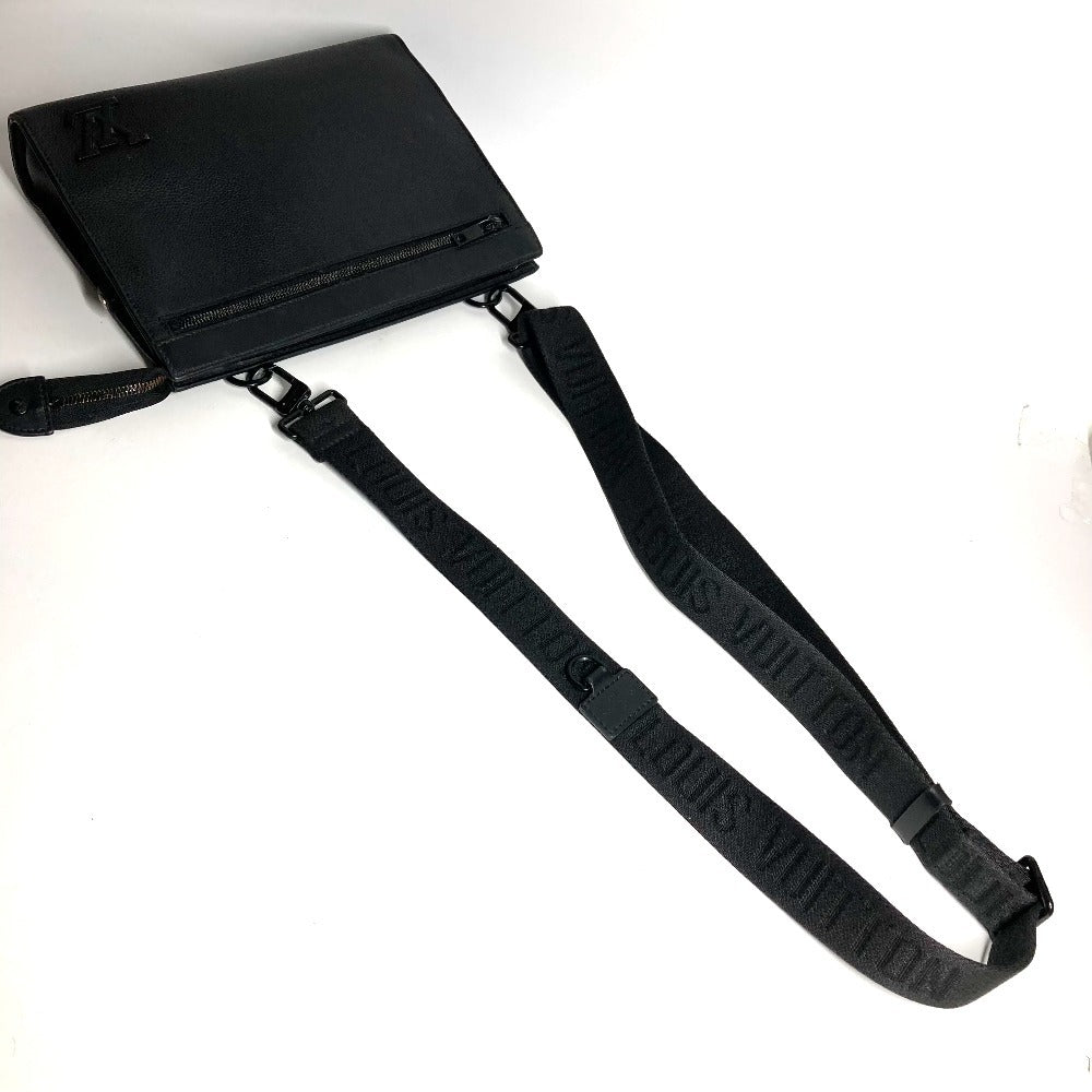 LOUIS VUITTON Aerogram Messenger Voyage M59329 Bag, Crossbody Pochette, 2-Way Bag, Clutch Bag, Shoulder Bag, Unisex, Black Leather