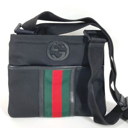 GUCCI 181068 Sherry Line GG Bag, Crossbody Pochette Shoulder Bag, Unisex, Black