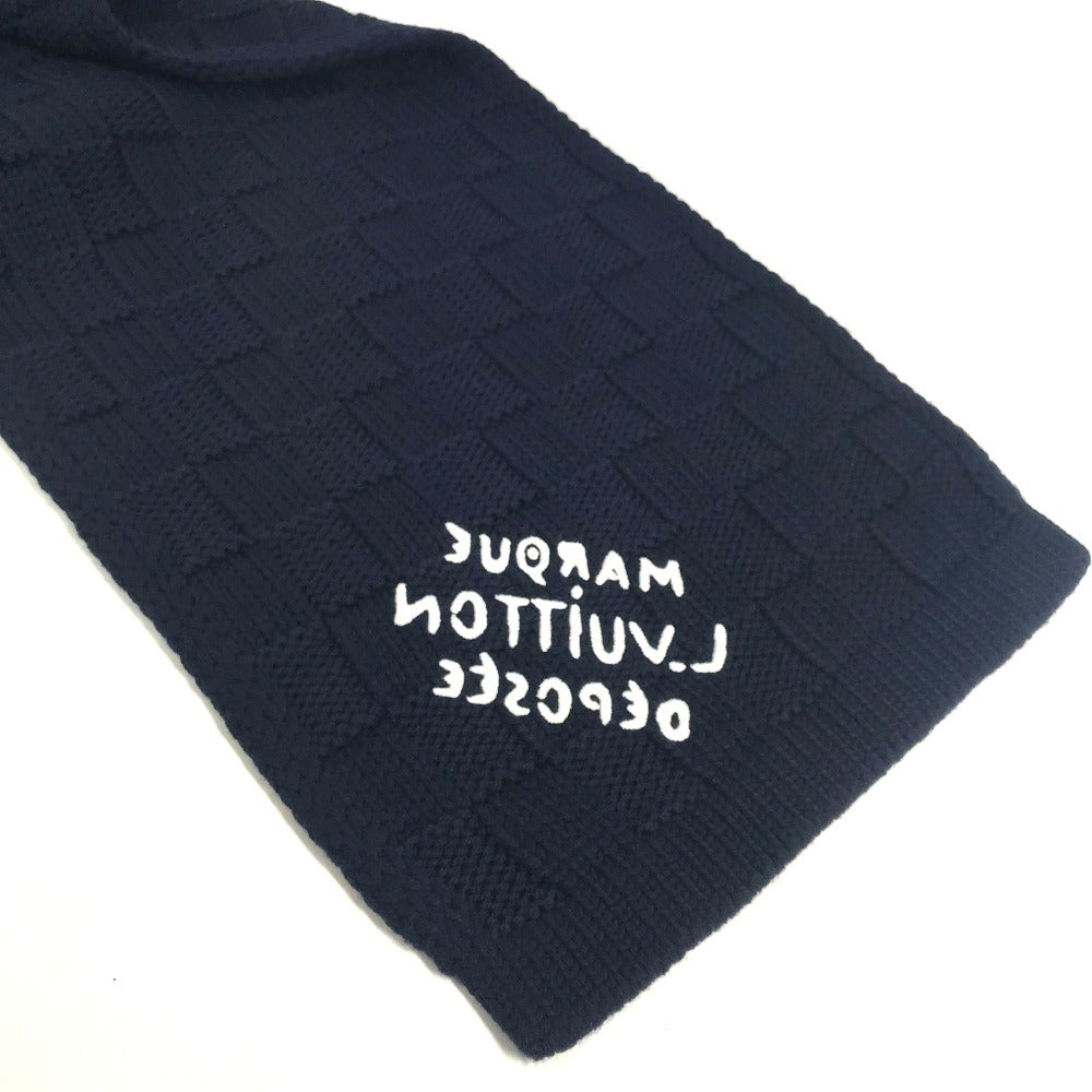 LOUIS VUITTON M96959 マフラーダミエスナッグ バイカラー マフラー ウール ユニセックス ネイビー