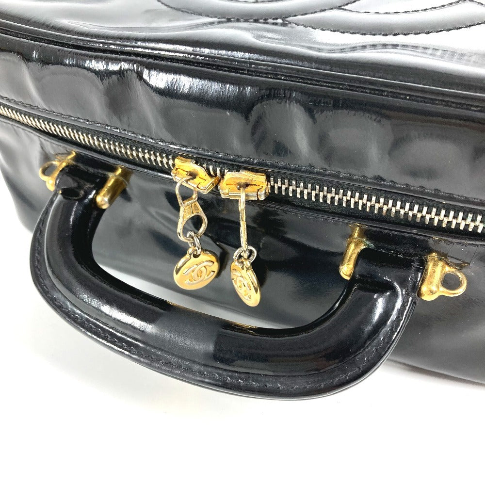 CHANEL 2WAYバッグ CC ココマーク ロゴ バニティバッグ カバン ショルダーバッグ BOX ボックス ハンドバッグ エナメル レディース ブラック
