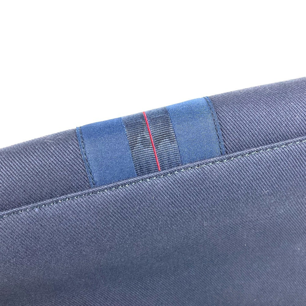 Salvatore Ferragamo Logo Messenger Bag, Flap Shoulder Bag, Canvas/Leather, Unisex, Navy