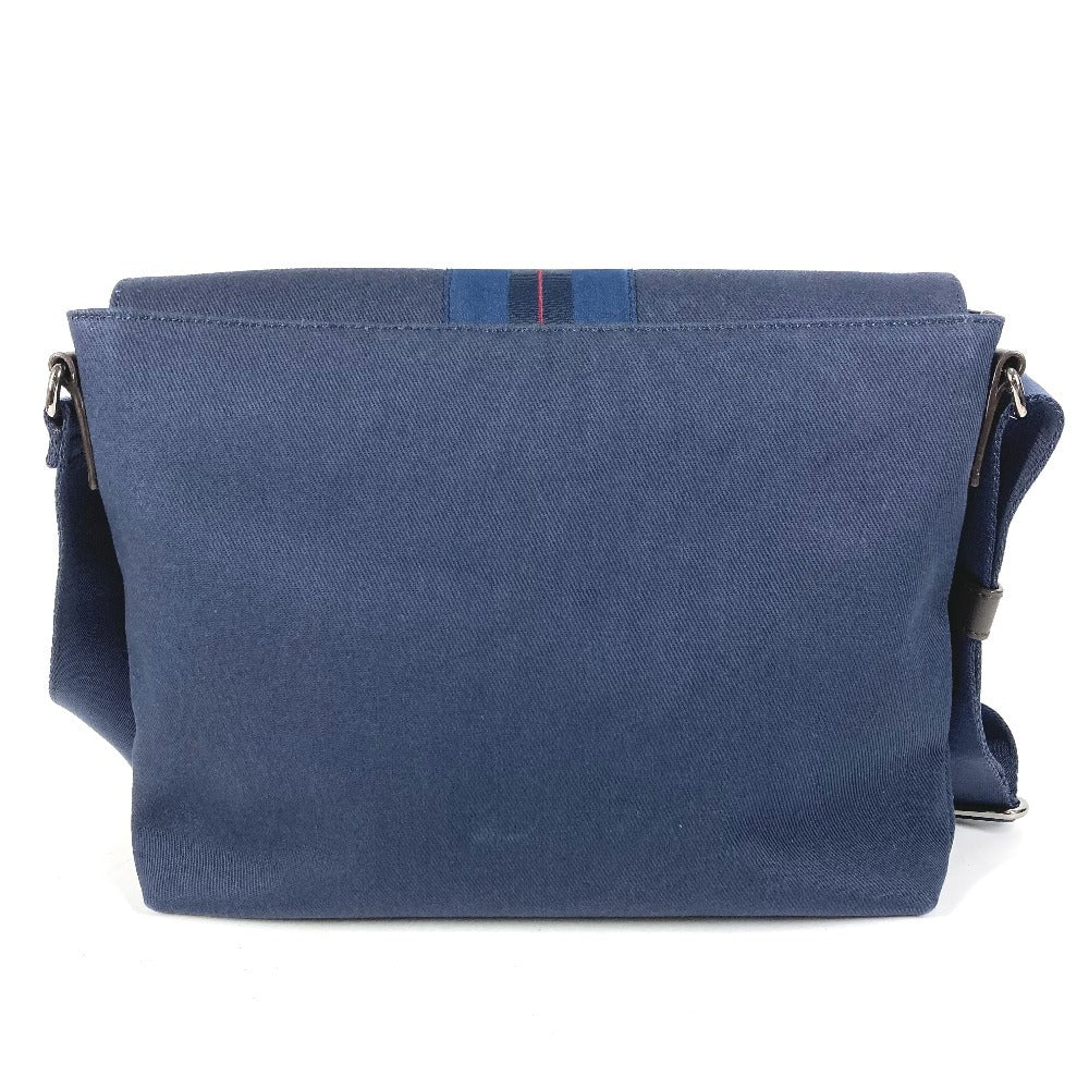 Salvatore Ferragamo Logo Messenger Bag, Flap Shoulder Bag, Canvas/Leather, Unisex, Navy