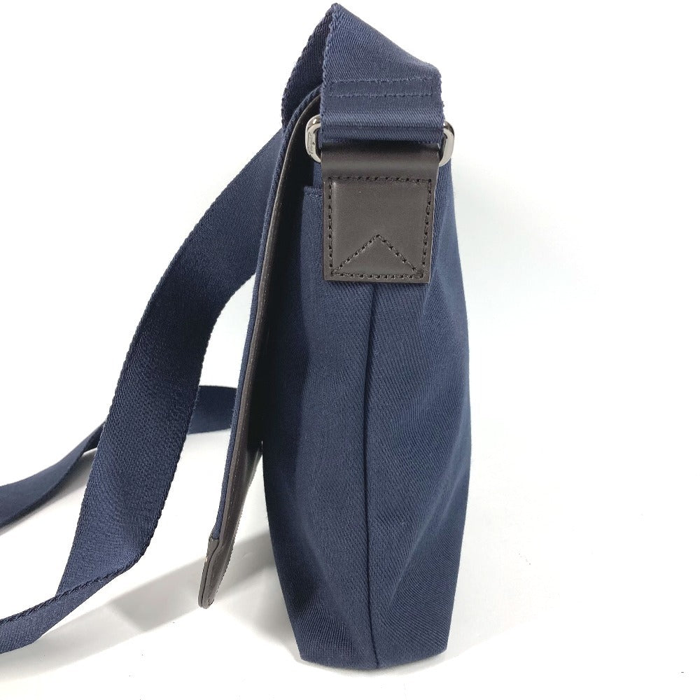 Salvatore Ferragamo Logo Messenger Bag, Flap Shoulder Bag, Canvas/Leather, Unisex, Navy