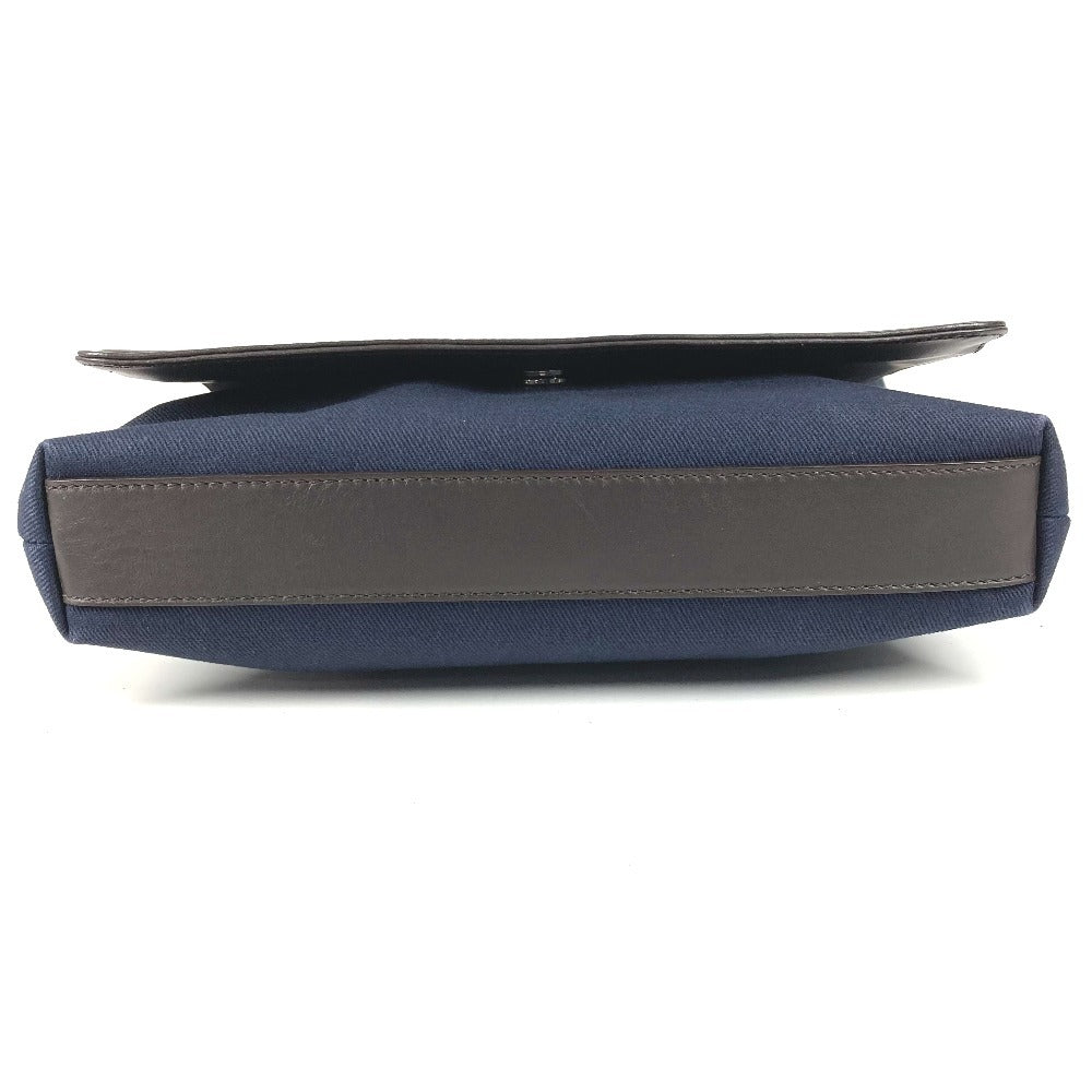 Salvatore Ferragamo Logo Messenger Bag, Flap Shoulder Bag, Canvas/Leather, Unisex, Navy