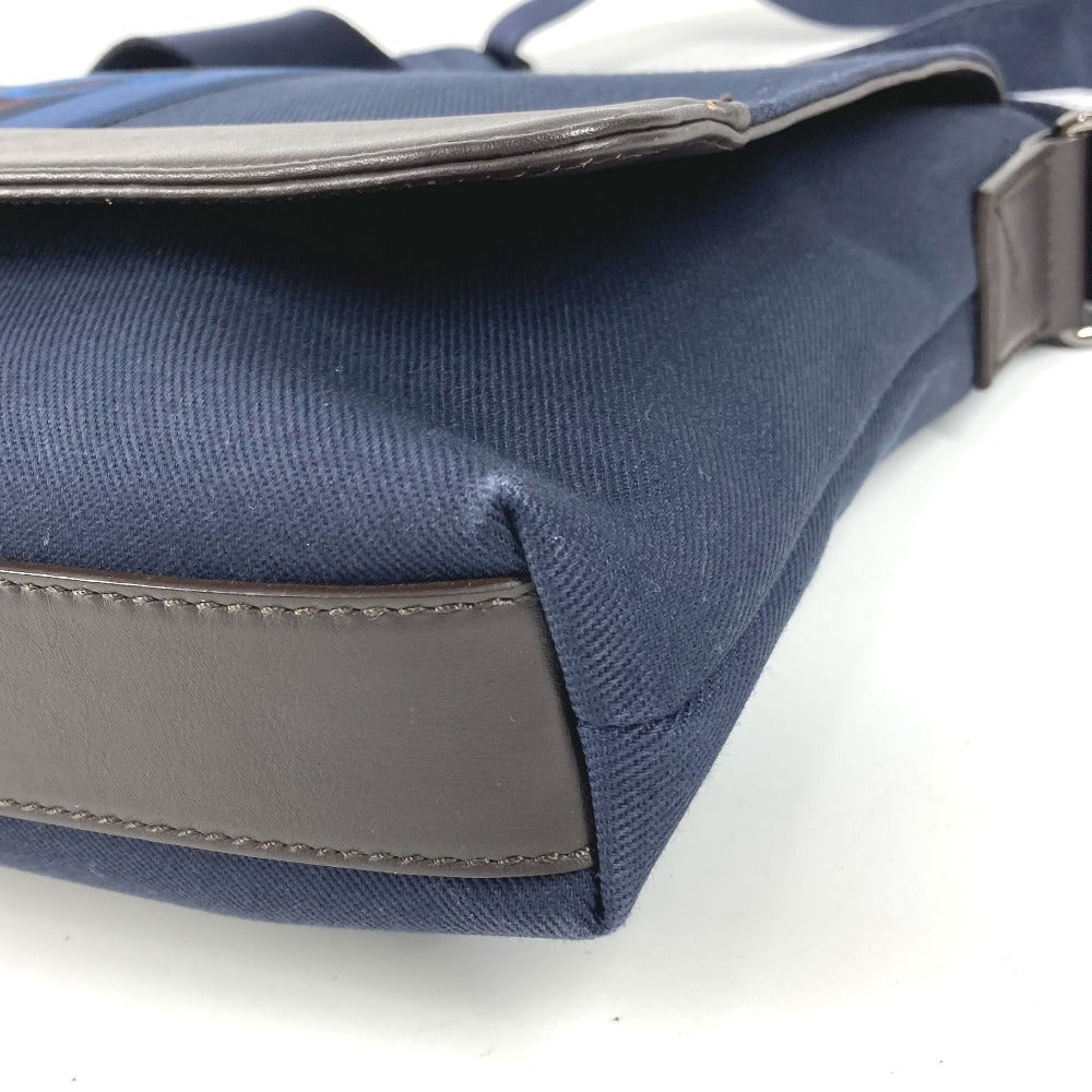 Salvatore Ferragamo Logo Messenger Bag, Flap Shoulder Bag, Canvas/Leather, Unisex, Navy