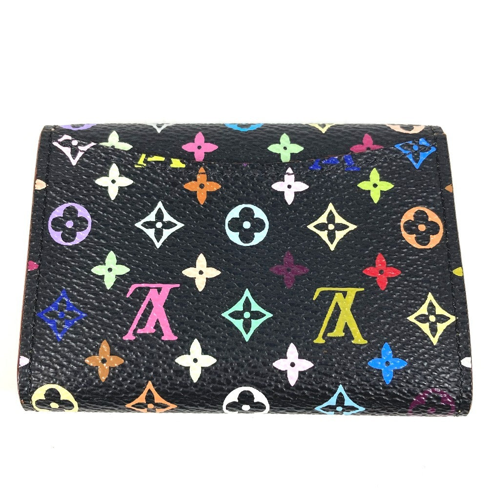 LOUIS VUITTON M60007 Monogram Multicolore Porte Monnaie Cozy Wallet with Flap Coin Purse, Monogram Multicolore Canvas, Women's, Noir, Black