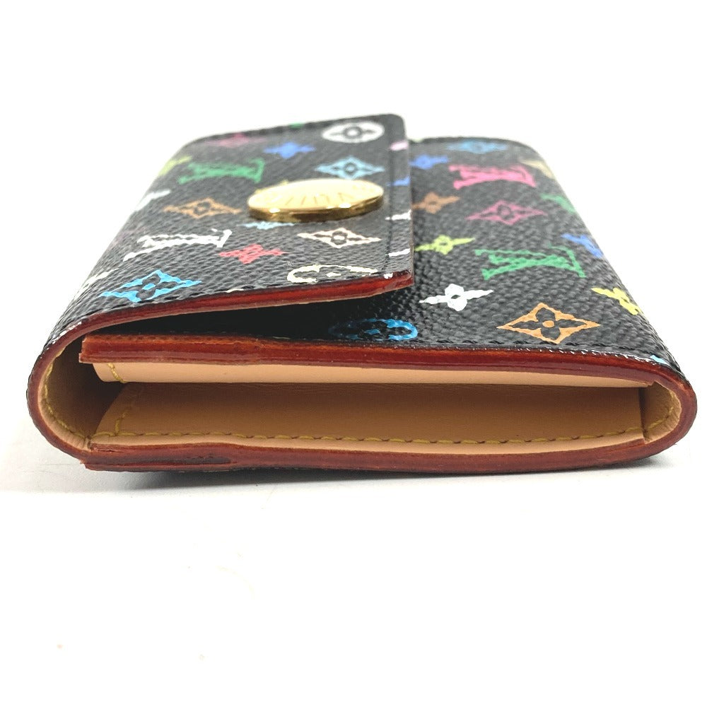 LOUIS VUITTON M60007 Monogram Multicolore Porte Monnaie Cozy Wallet with Flap Coin Purse, Monogram Multicolore Canvas, Women's, Noir, Black
